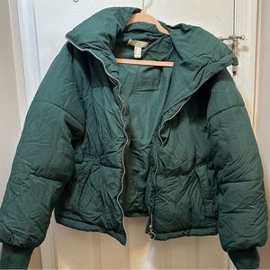 Forever 21 Dark Green Puffer Jacket